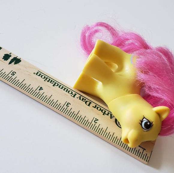 Vintage My Little Pony G1 Drink 'N Wet Pony Baby Flicker 1989 yellow Fish Bowl - Picture 8 of 8